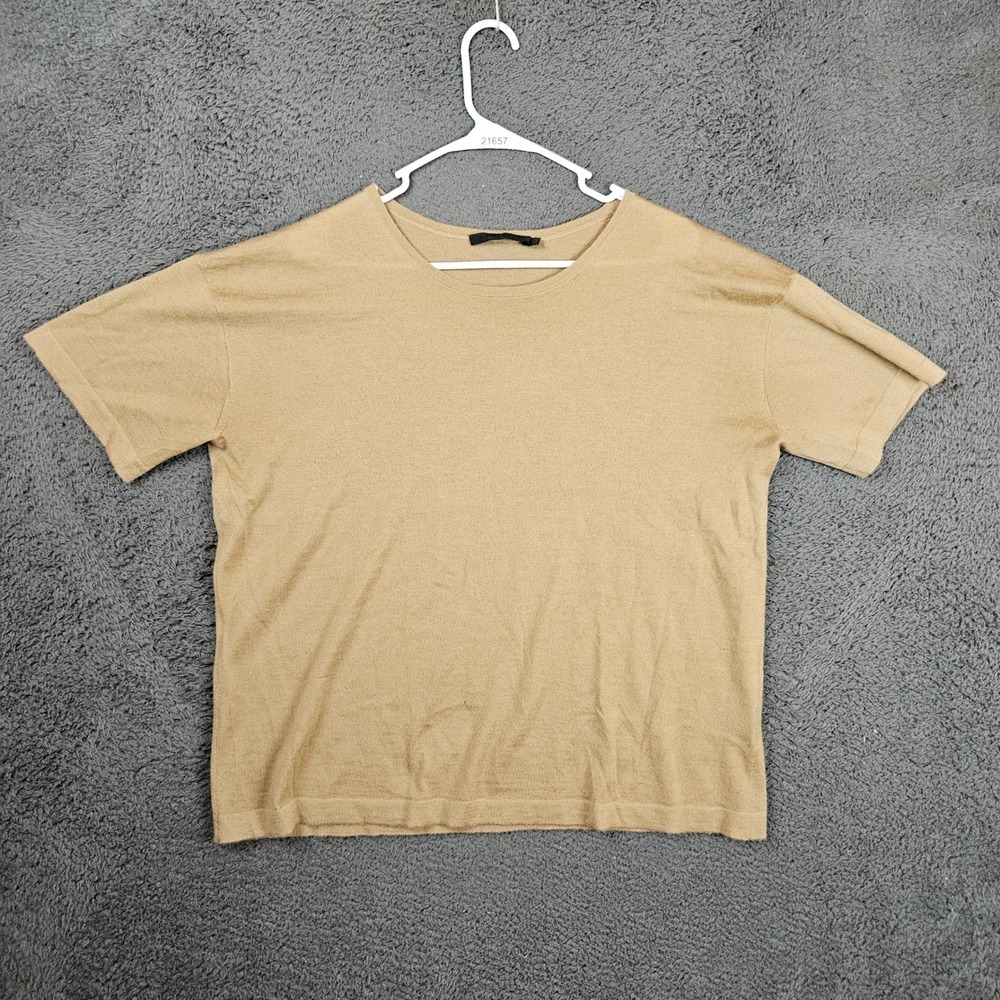 Jenni Kayne Women L 100% Cashmere Short Sleeve Relaxed Knit Tee